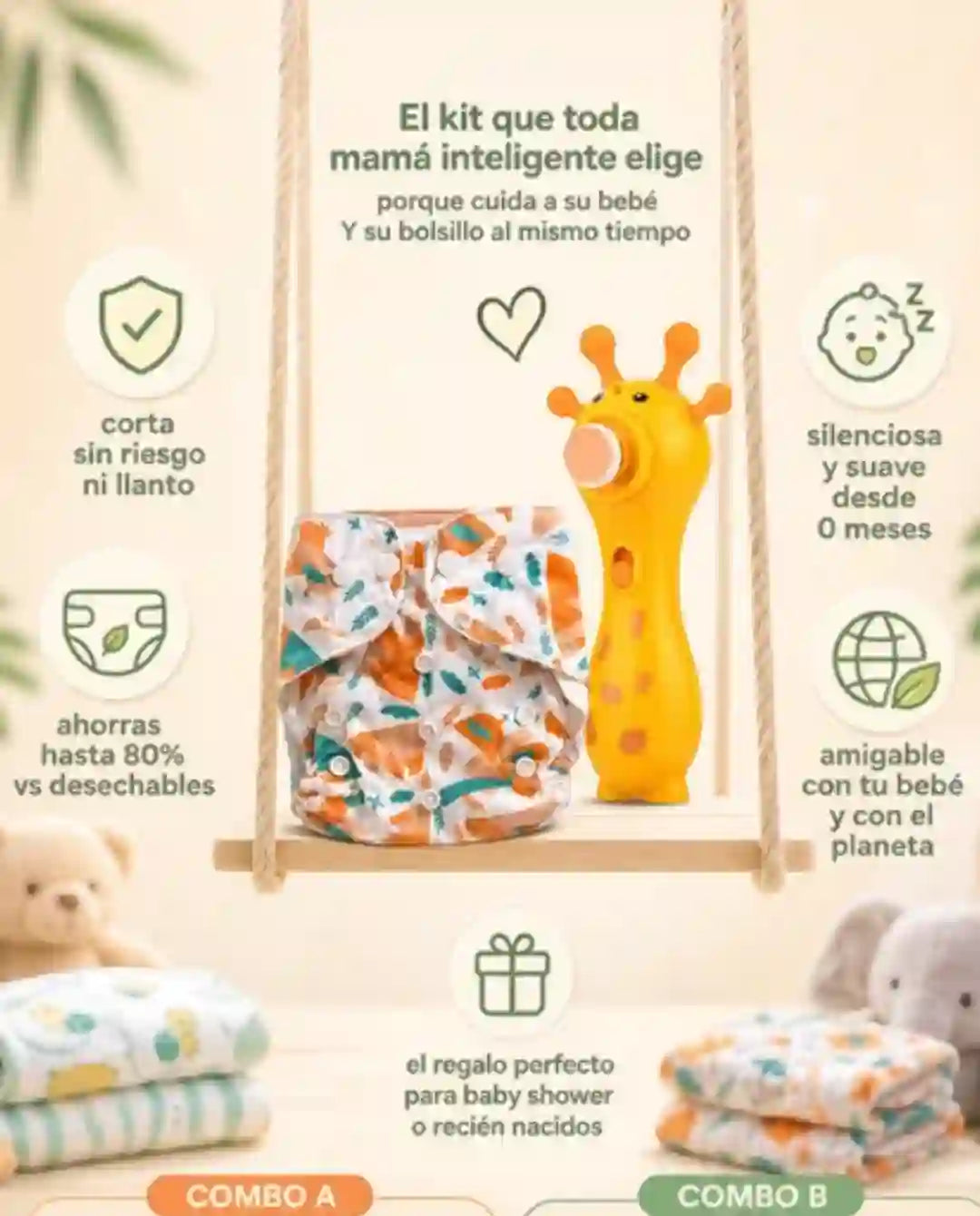 Kit Pañales Reutilizables de 0 - 24 meses