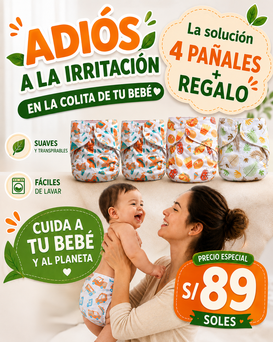 Kit Pañales Reutilizables de 0 - 24 meses