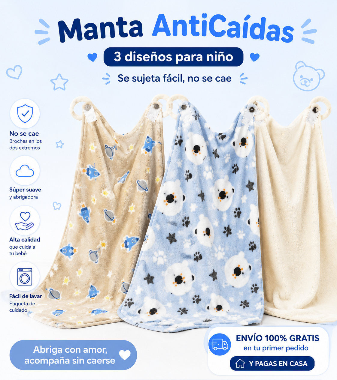 Set 3 Mantas ANTI-CAIDAS