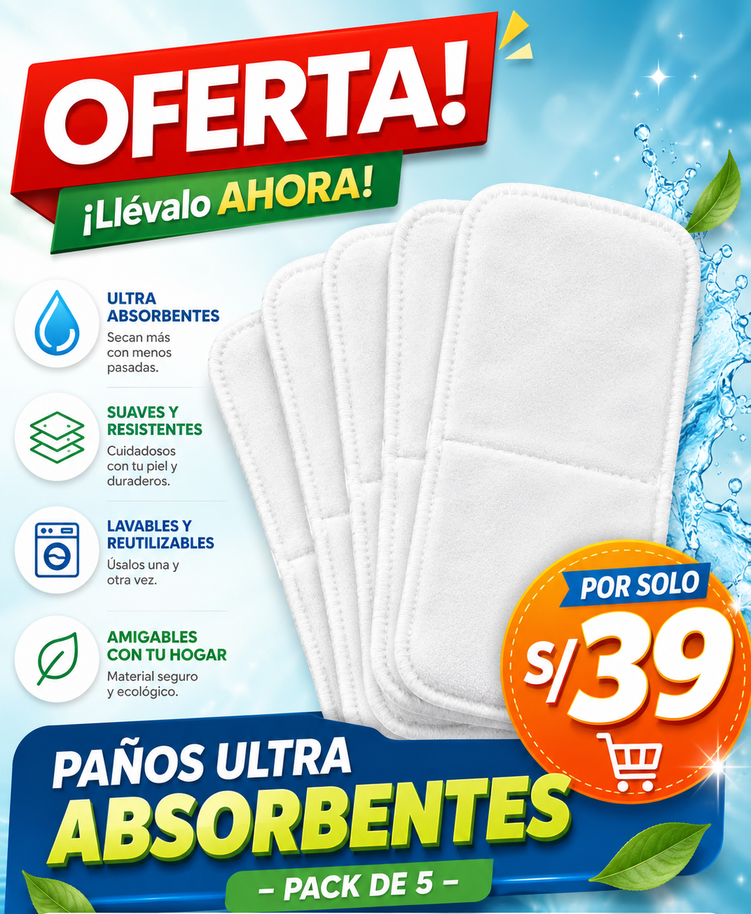 Pack de 5 Paños Ultra Absorbentes