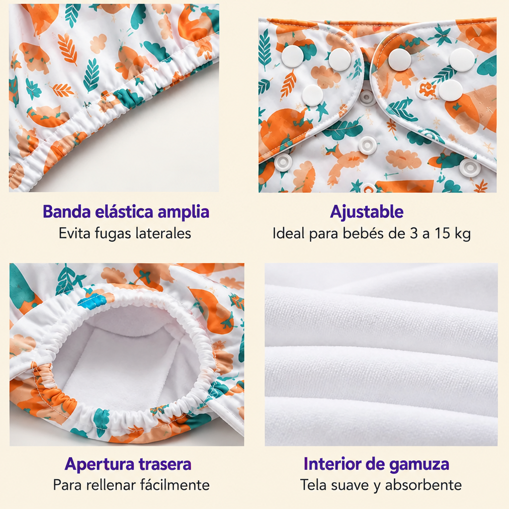 Características del pañal con fondo crema
