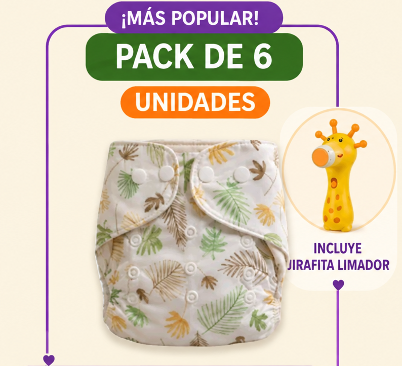 Pack de 6 pañales con fondo crema