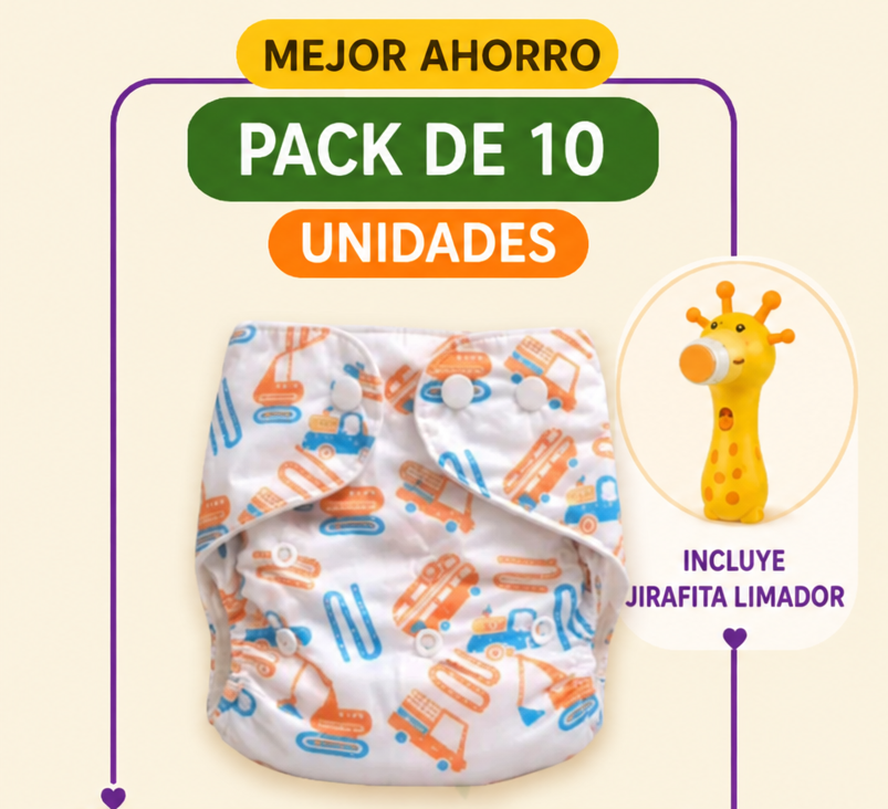 Pack de pañales con fondo crema
